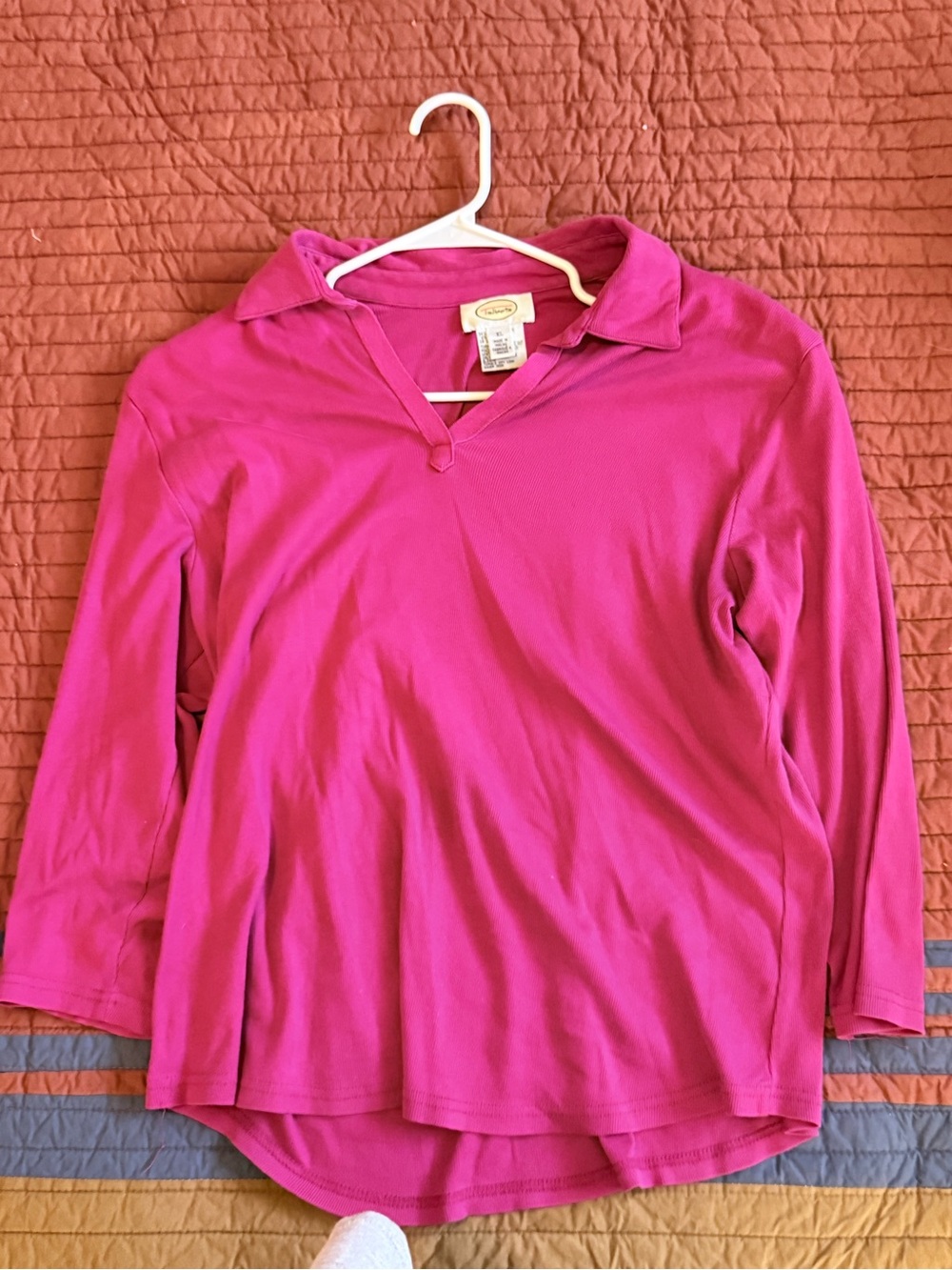 Talbots Girls' Long-Sleeve Polo Top - Bright Fuchsia